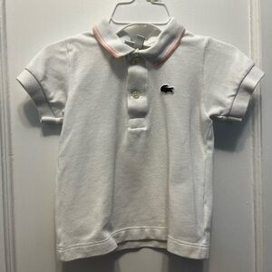 Lacoste white and pink polo